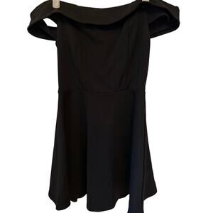 Lulus‎ Season of Fun Black Off-the-Shoulder Skater Mini Dress womens Small